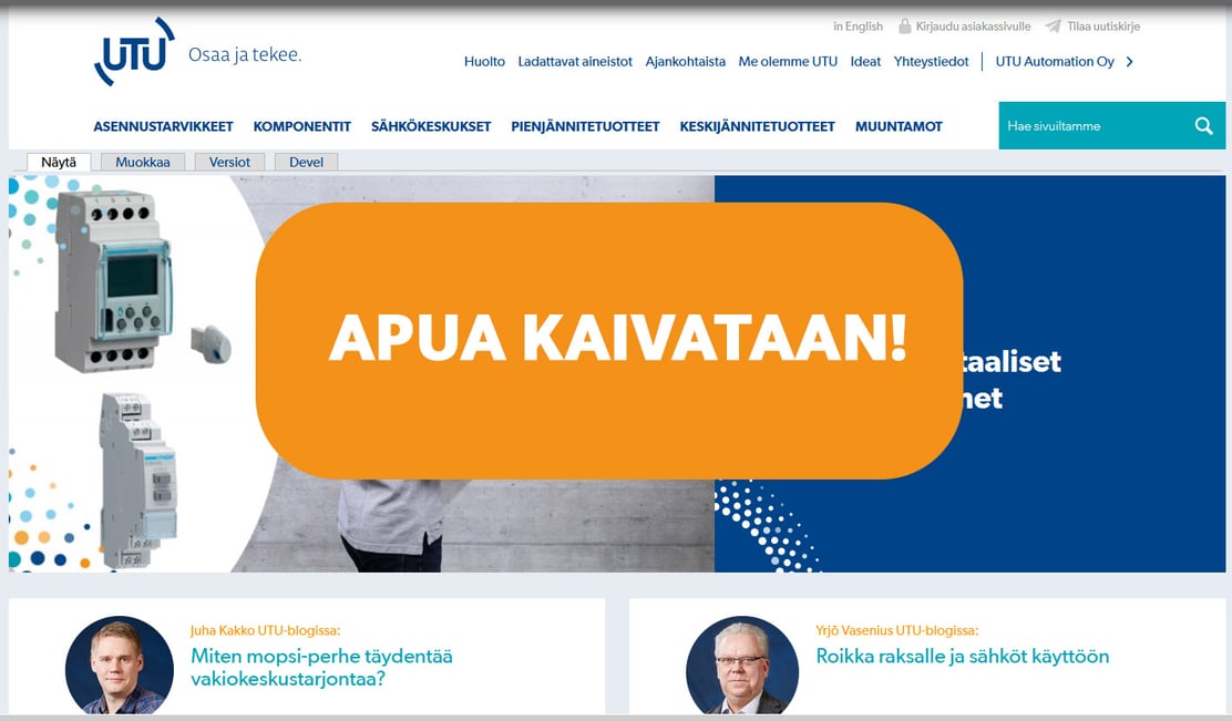 Apua kaivataan kotisivuille